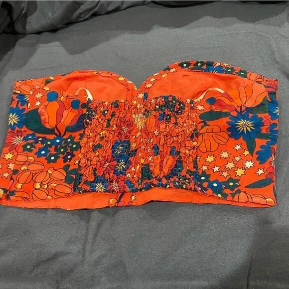 FARM Rio Colorful Floral Strapless Crop Top - Picture 4 of 6